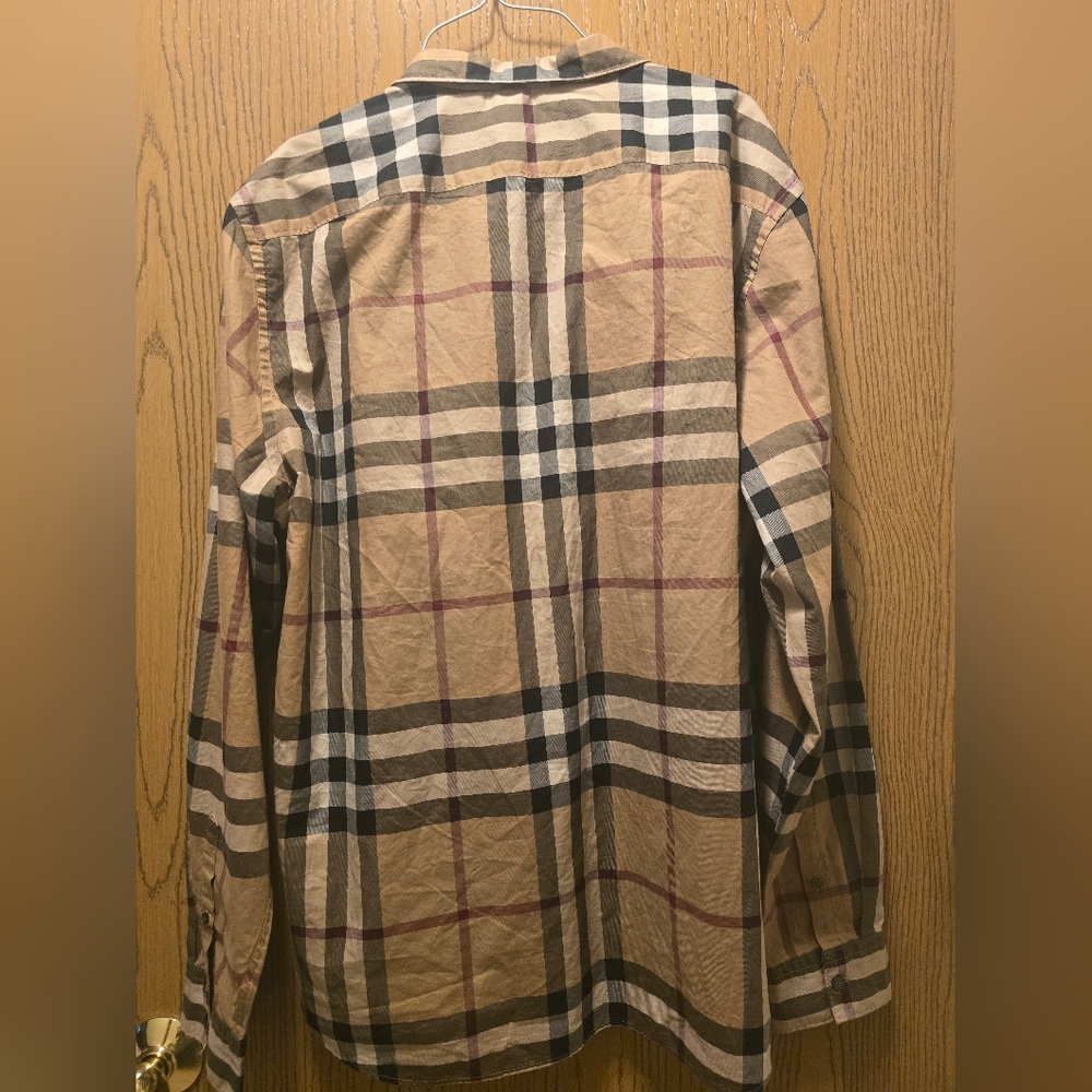 Burberry Brit Men's Beige Vintage Check Button Down Shirt XXL EUC - Picture 3 of 15